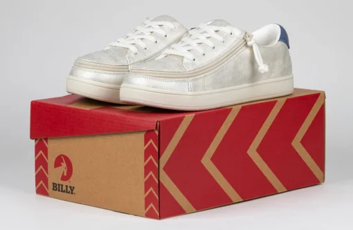 FINAL SALE - Women's White (Navy Mustache) BILLY Sneakers - Image 6