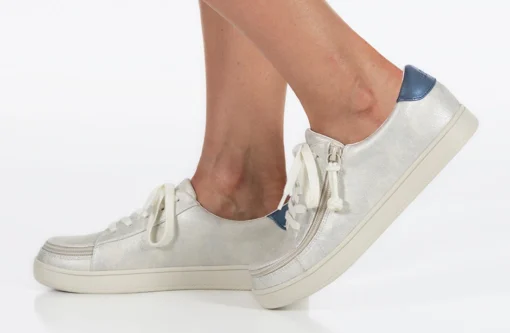 FINAL SALE - Women's White (Navy Mustache) BILLY Sneakers - Image 9