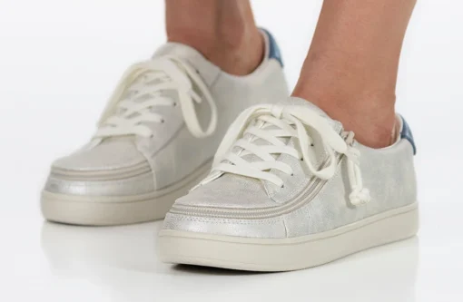 FINAL SALE - Women's White (Navy Mustache) BILLY Sneakers - Image 10
